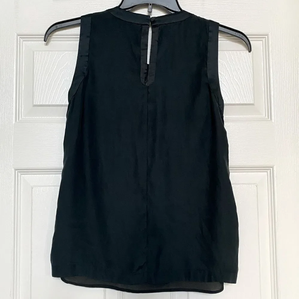 Eileen Fisher Black Sleeveless Silk Tank Top, Size SP